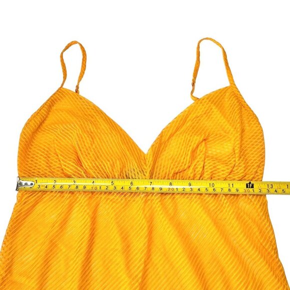 Vintage Y2K COSABELLA Cami Top Sz.L Orange Mesh Lace Sheer Babydoll Summer Rave - Picture 5 of 11